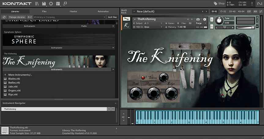 JDC Sound - The Knifening Kontakt Instruments Software GUI Artwork