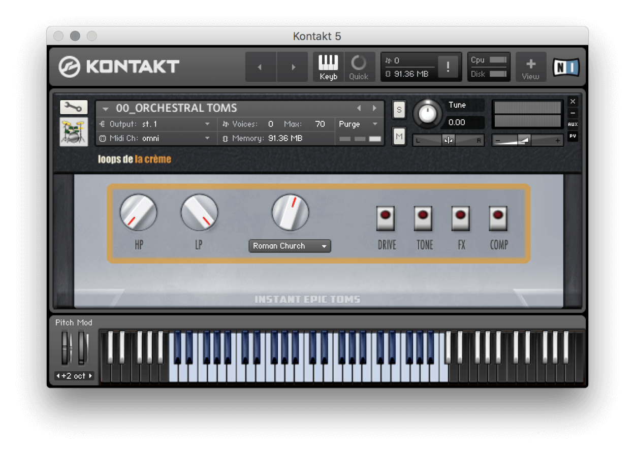 Loops De La Crème - Instant Epic Toms Kontakt Instruments Software GUI Artwork