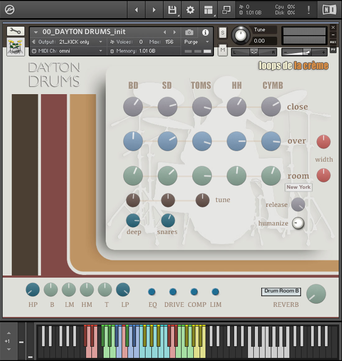 Loops De La Crème - Dayton Drums Kontakt Instruments Software GUI Artwork