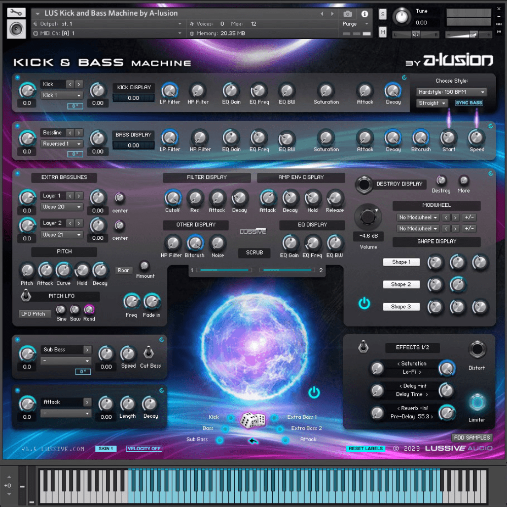 Lussive Audio - Kick & Bass Machine by A-lusion Kontakt Instruments Software GUI Artwork