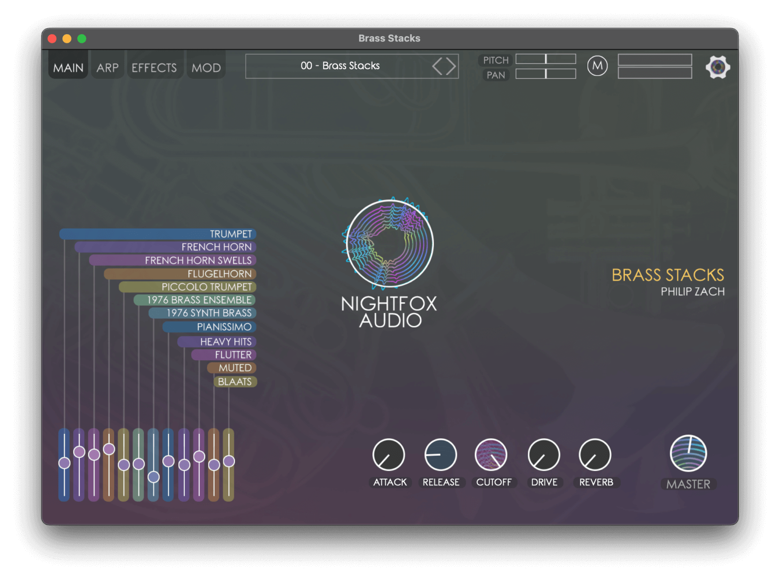 Nightfox Audio - Brass Stacks Plugins & FX Software GUI Artwork
