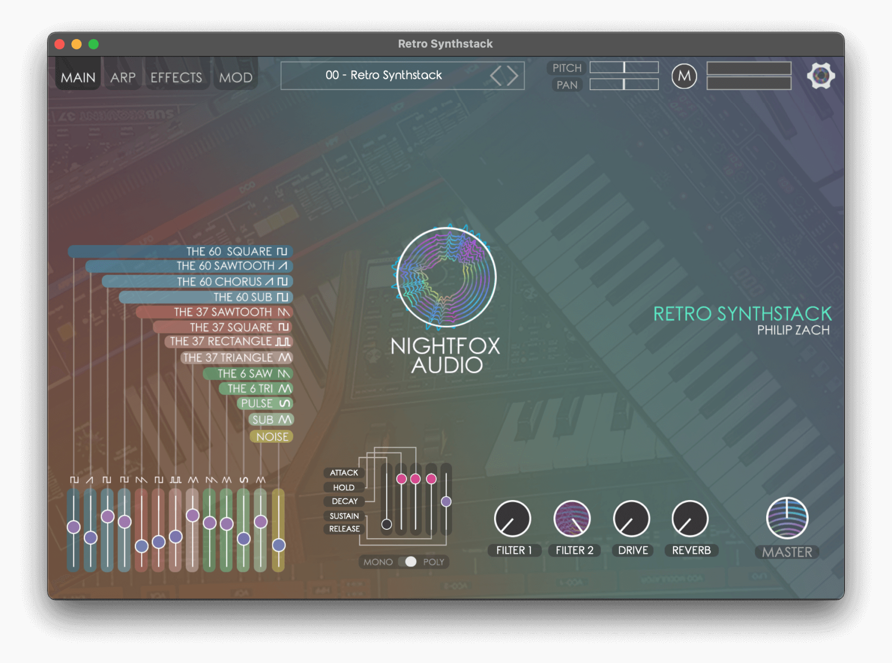 Nightfox Audio - Retro Synthstack Plugins & FX Software GUI Artwork