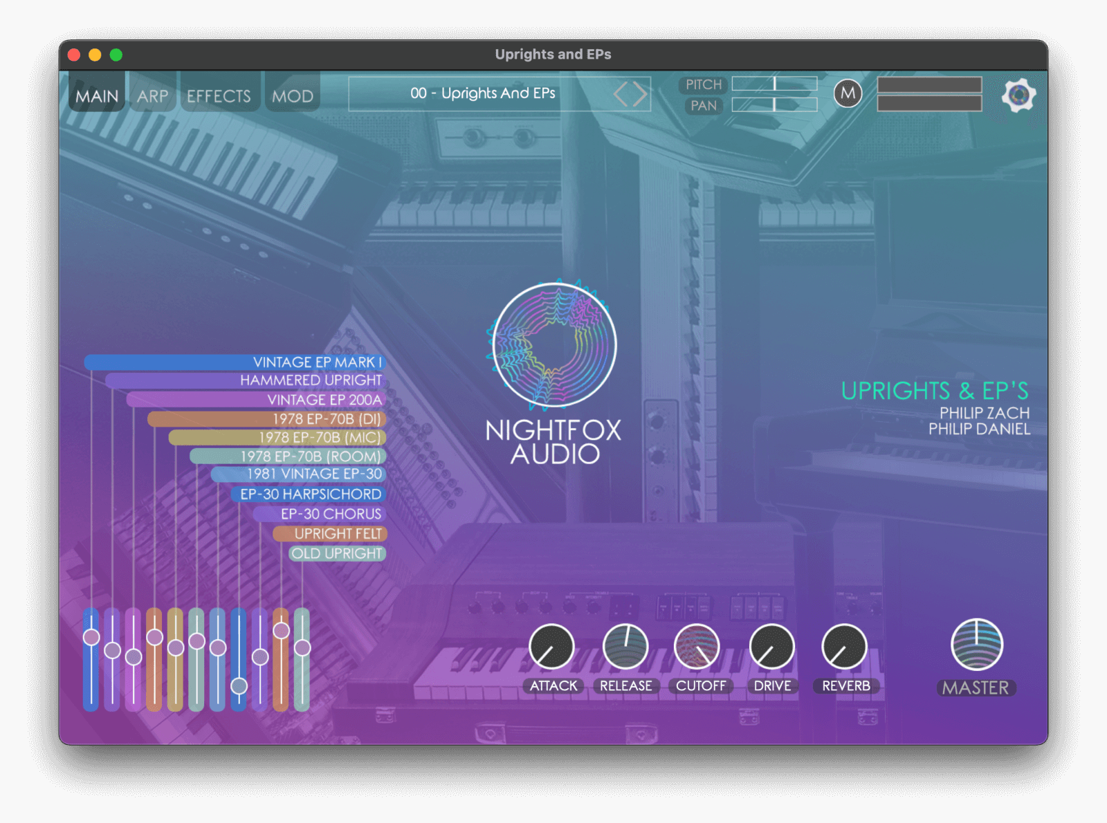 Nightfox Audio - Uprights and EPS Plugins & FX Software GUI Artwork