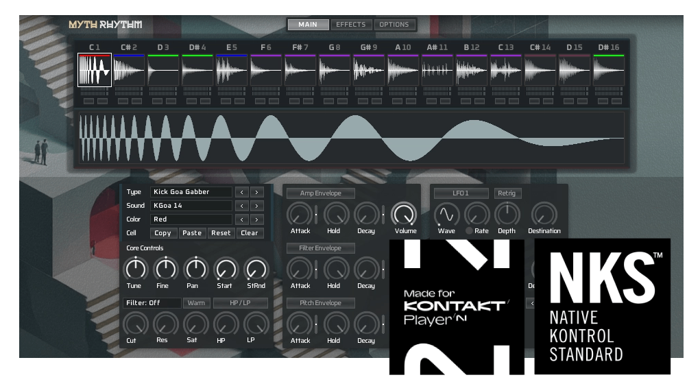 Ocean Swift - Myth Rhythm Kontakt Instruments Software GUI Artwork