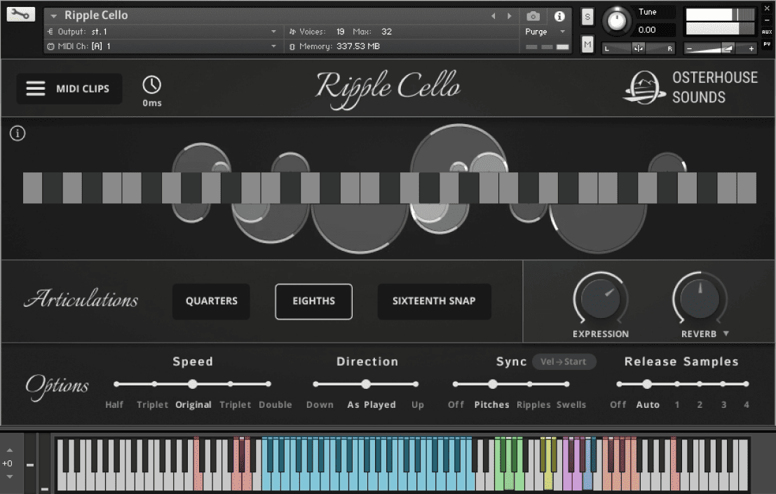 Osterhouse Sounds - Ripple Cello Kontakt Instruments Software GUI Artwork