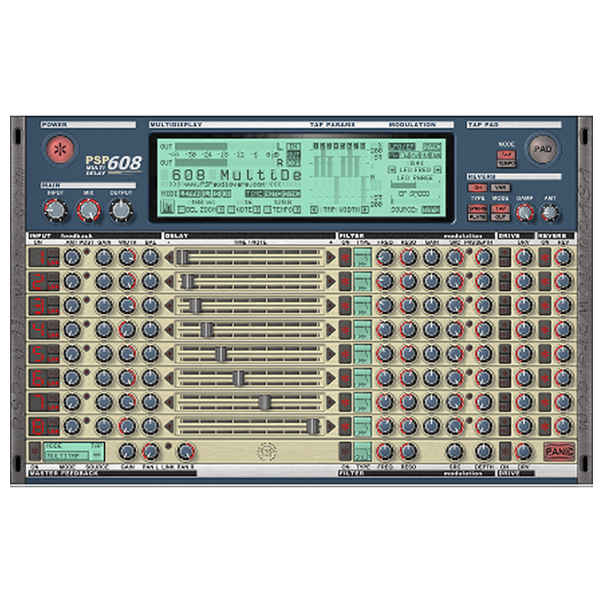 PSPaudioware - PSP 608 Multi Delay Plugins & FX Software GUI Artwork