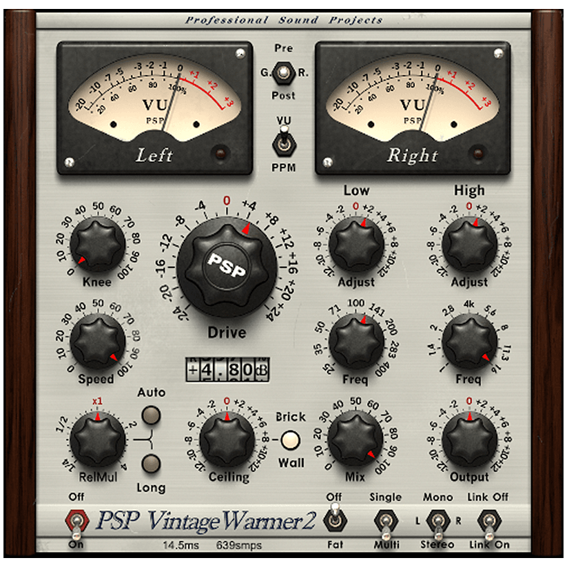PSPaudioware - PSP VintageWarmer2 Plugins & FX Software GUI Artwork