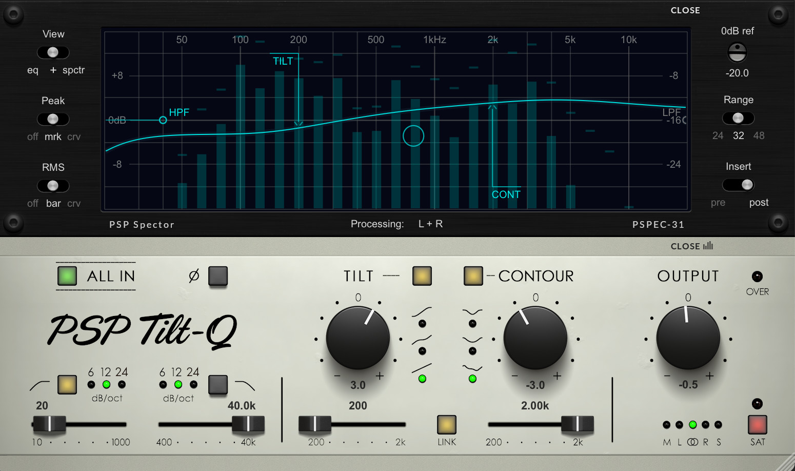 PSPaudioware - PSP Tilt-Q Plugins & FX Software GUI Artwork