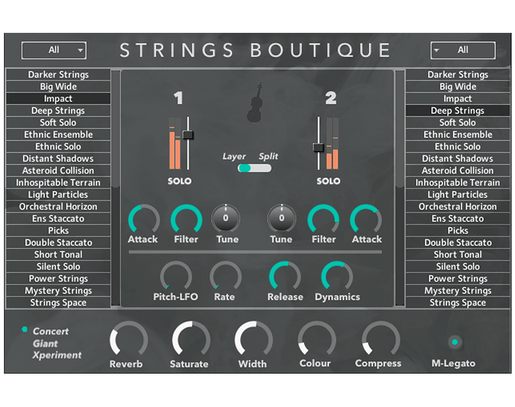 Rast Sound - Strings Boutique Kontakt Instruments Software GUI Artwork