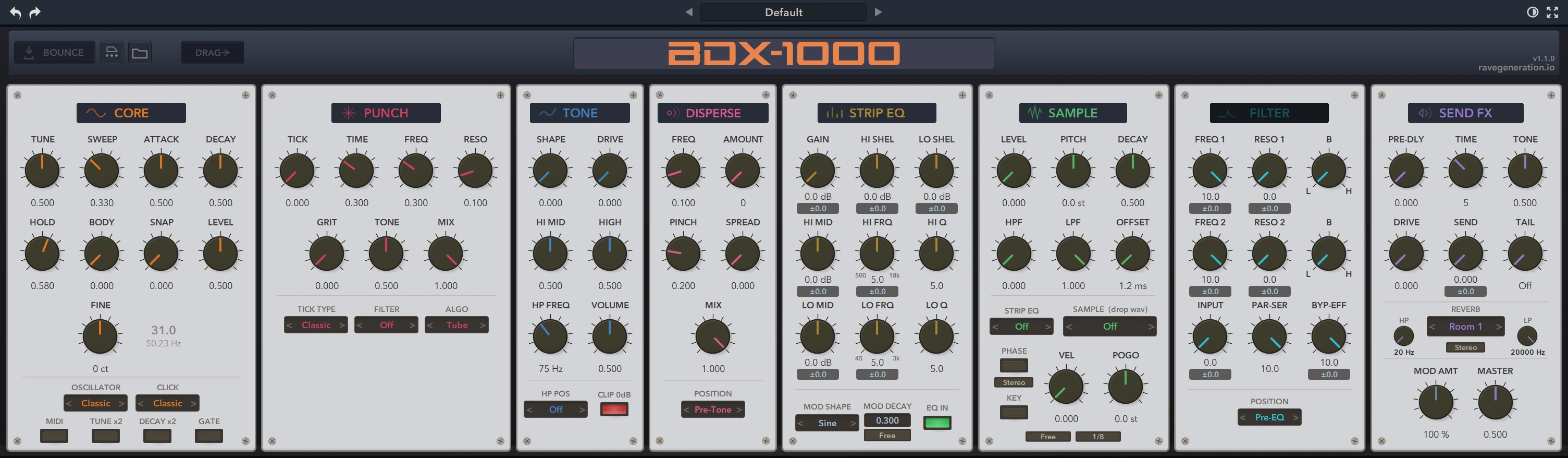 Rave Generation - BDX-1000 Plugins & FX Software GUI Artwork