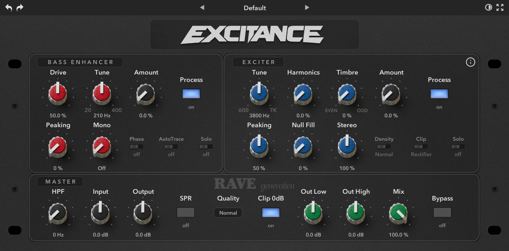 Rave Generation - Excitance Plugins & FX Software GUI Artwork