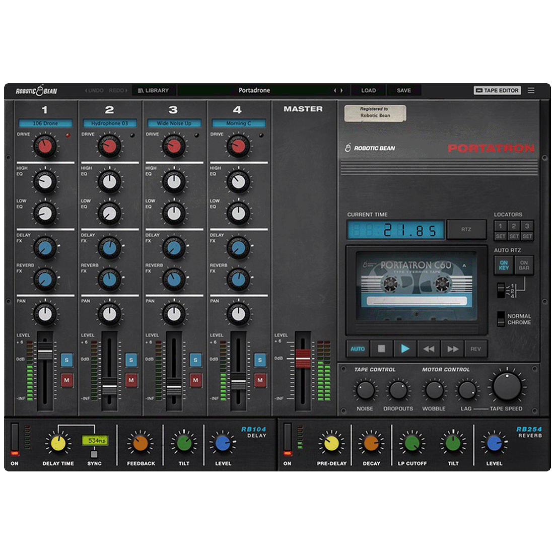 Robotic Bean - Portatron Tape Synthesizer Plugins & FX Software GUI Artwork
