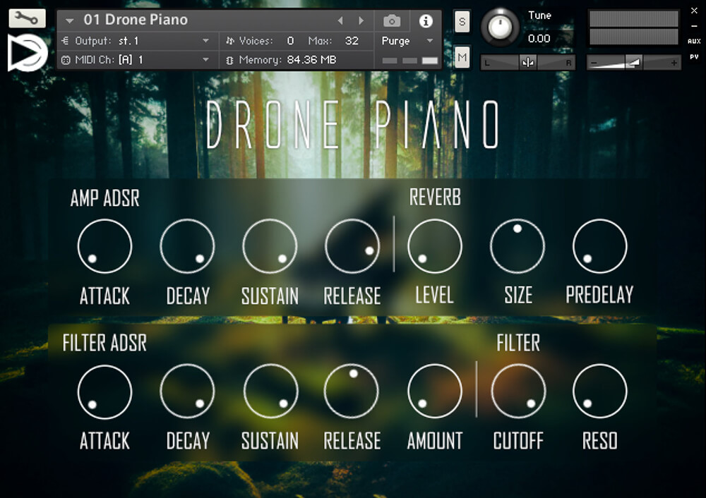 SampleScience - Drone Piano - Kontakt Kontakt Instruments Software GUI Artwork