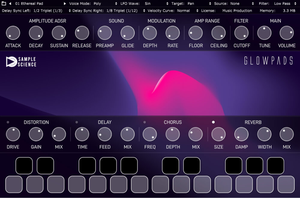 SampleScience - GlowPads Plugins & FX Software GUI Artwork