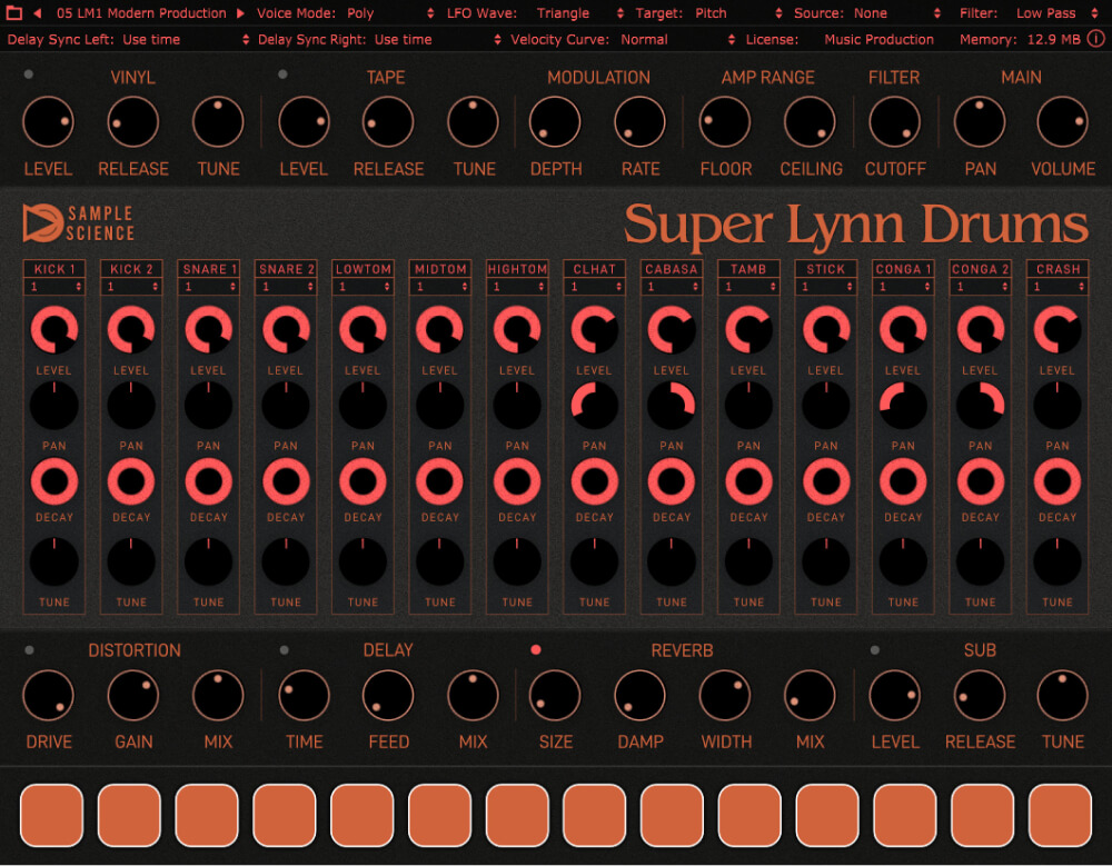 SampleScience - Super Lynn Drums Plugins & FX Software GUI Artwork