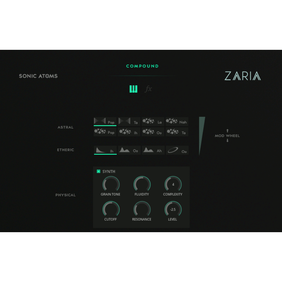 Sonic Atoms - Zaria Presets Software GUI Artwork