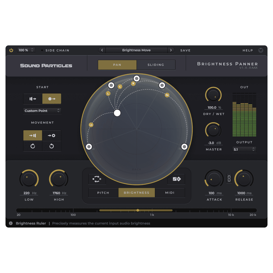 Sound Particles - Brightness Panner Plugins & FX Software GUI Artwork