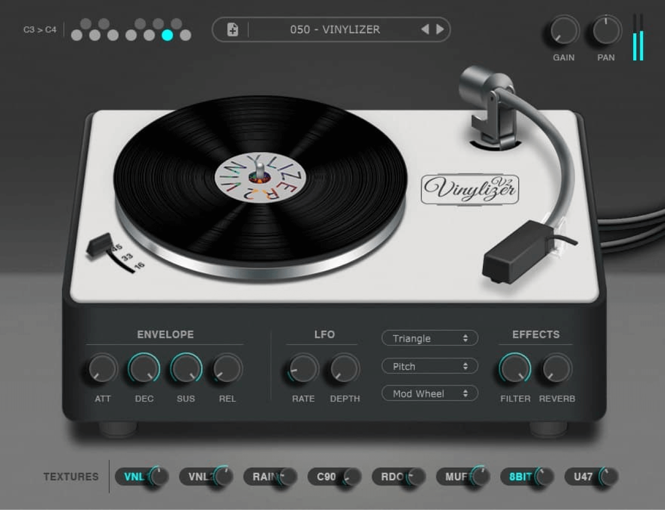 Thenatan - Vinylizer Plugins & FX Software GUI Artwork