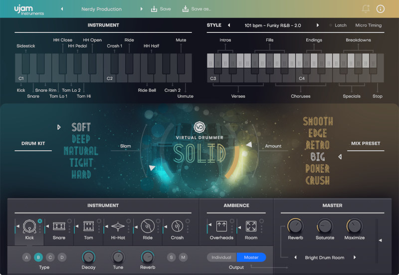 ujam - Virtual Drummer: Solid Plugins & FX Software GUI Artwork