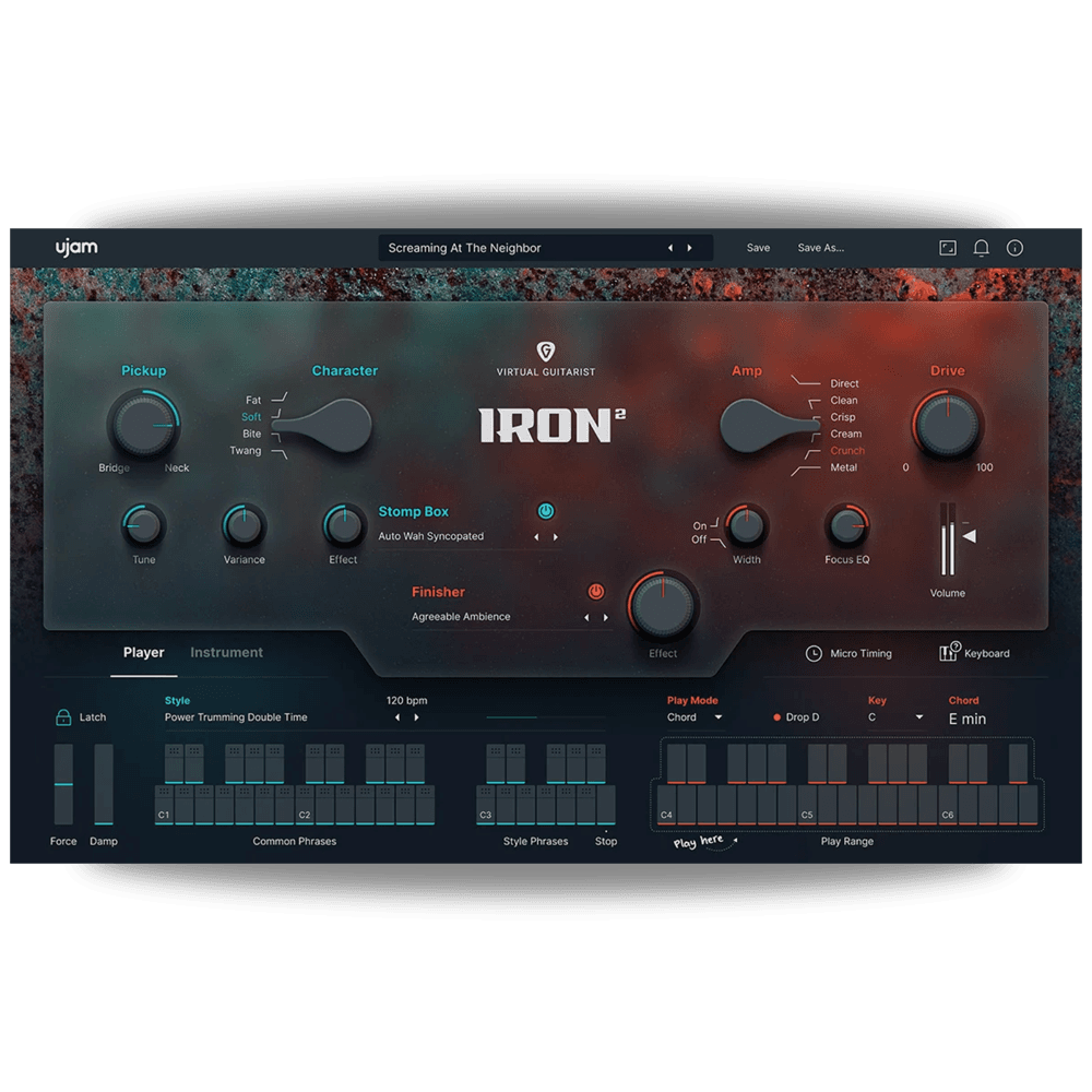 ujam - Virtual Guitarist: Iron 2 Plugins & FX Software GUI Artwork