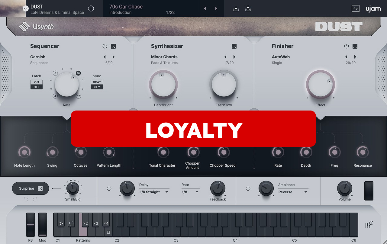 ujam - Usynth Dust - Loyalty Plugins & FX Software GUI Artwork