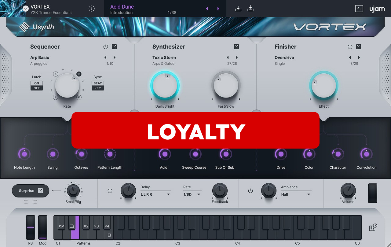 ujam - Usynth Vortex - Loyalty Plugins & FX Software GUI Artwork
