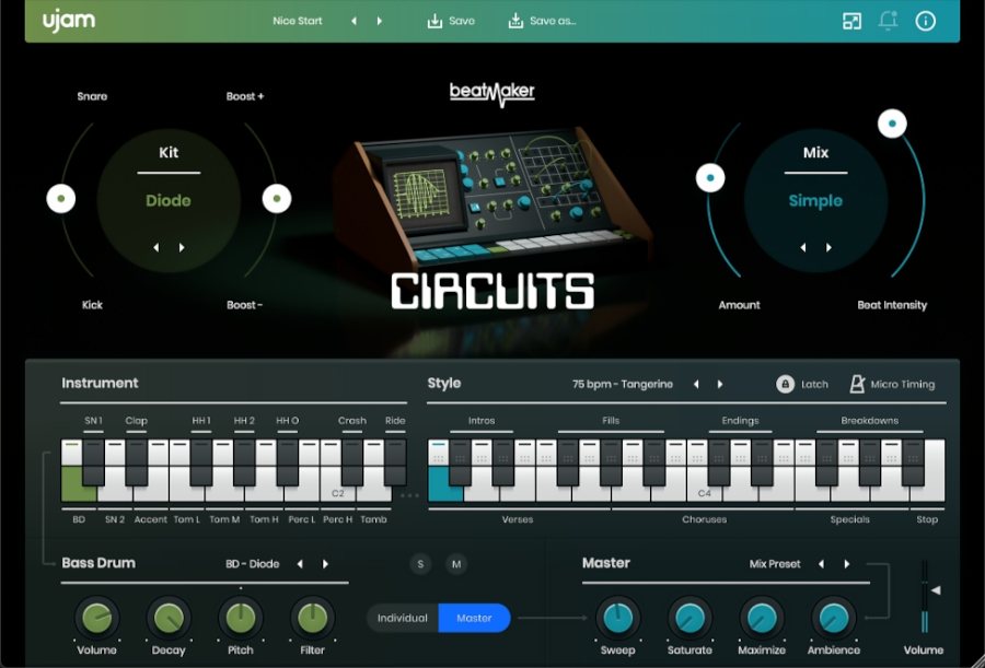 ujam - Beatmaker: Circuits Plugins & FX Software GUI Artwork