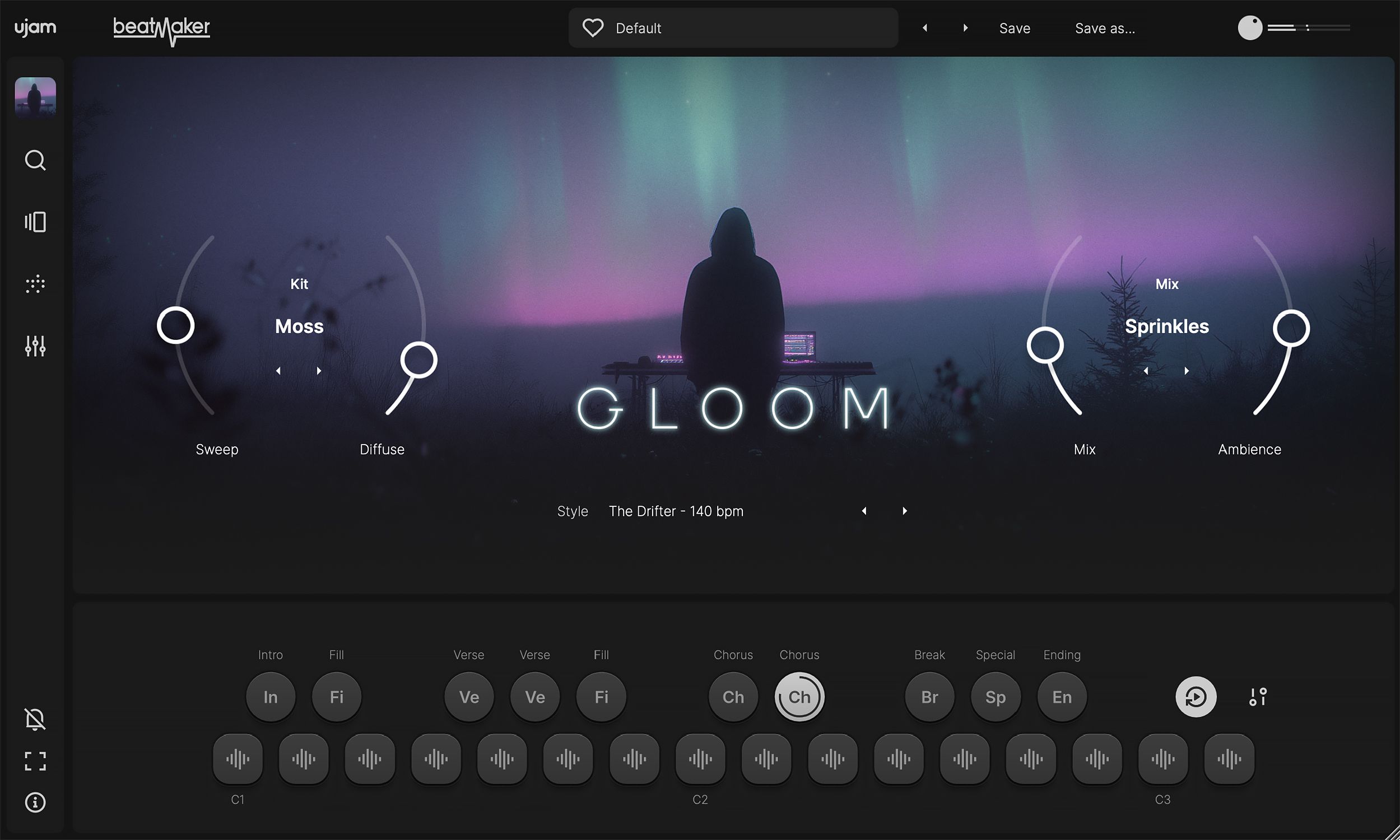 ujam - Beatmaker: GLOOM Plugins & FX Software GUI Artwork