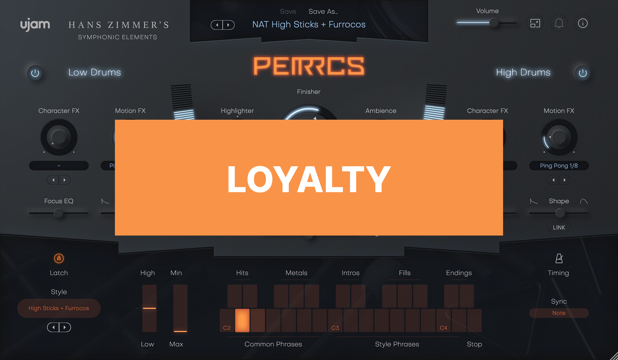 ujam - Hans Zimmer's Symphonic Elements PERRCS Loyalty Plugins & FX Software GUI Artwork