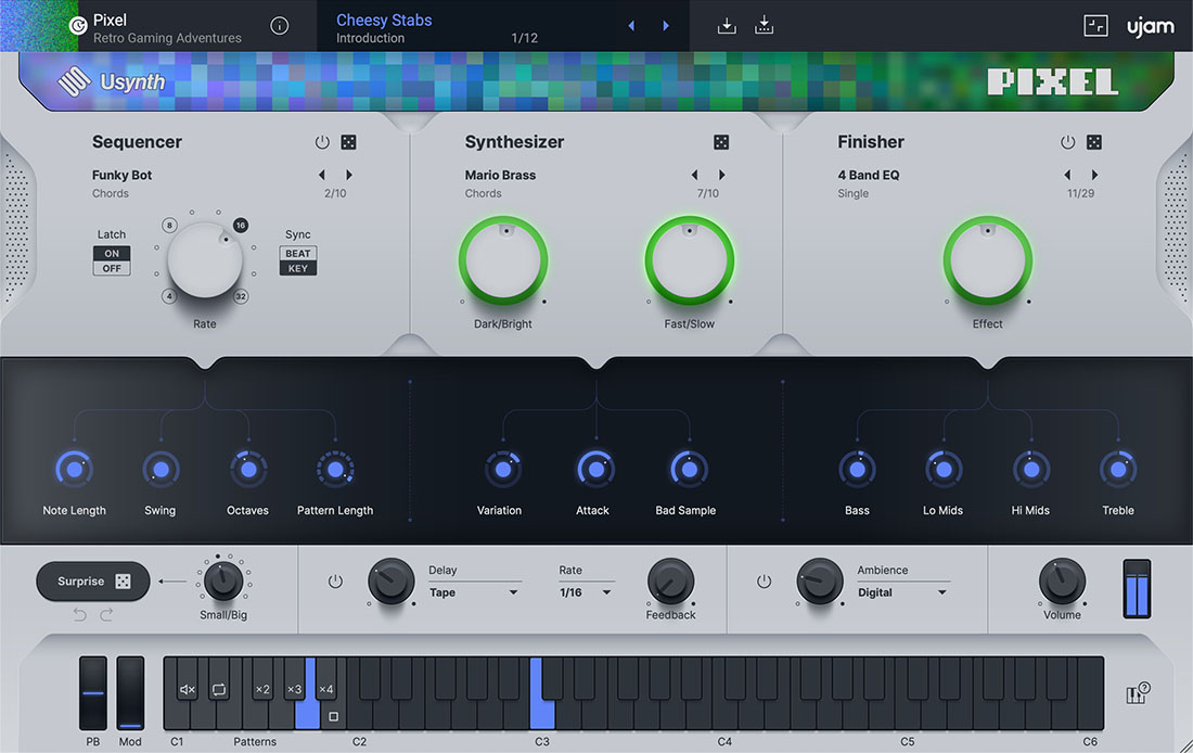 ujam - Usynth Pixel Plugins & FX Software GUI Artwork