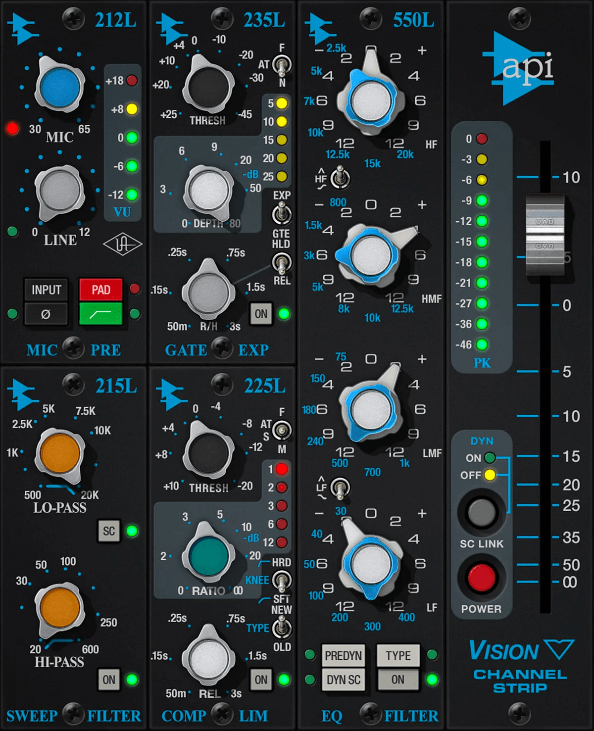 Universal Audio - API Vision Channel Strip Plugins & FX Software GUI Artwork