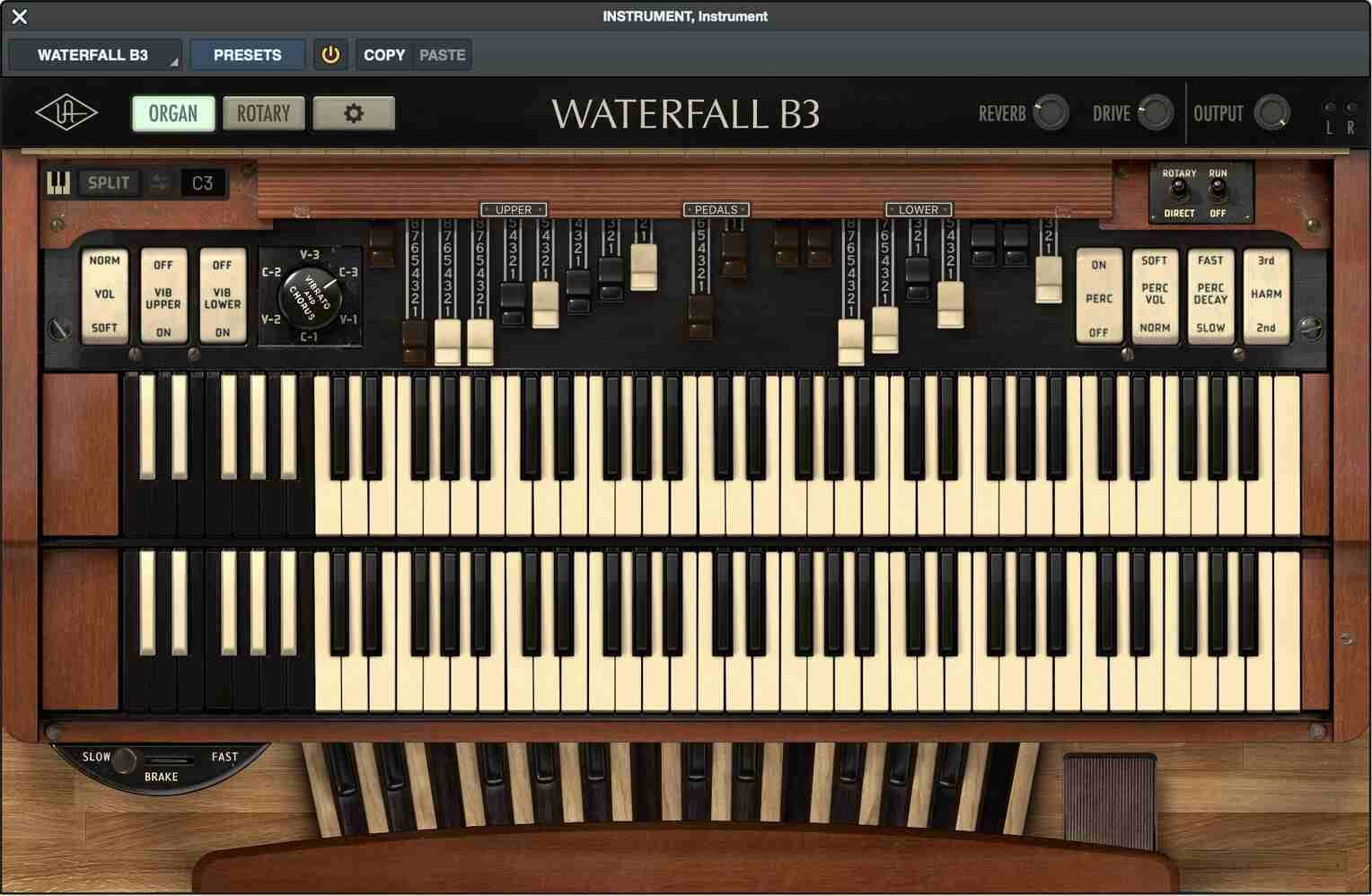Universal Audio - Waterfall B3 Organ Plugins & FX Software GUI Artwork