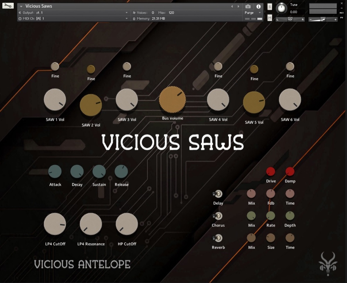 Vicious Antelope - Vicious Saws Kontakt Instruments Software GUI Artwork