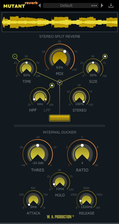 W.A. Production - Mutant Reverb Plugins & FX Software GUI Artwork