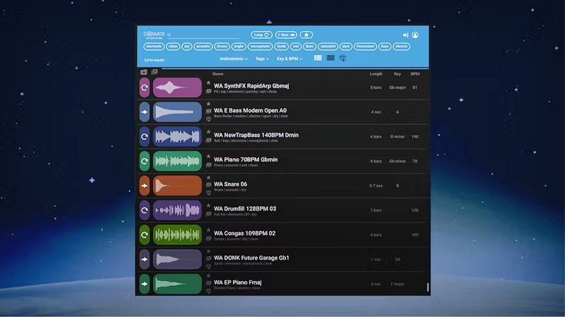Waves - COSMOS Sample Finder Screenshot 2