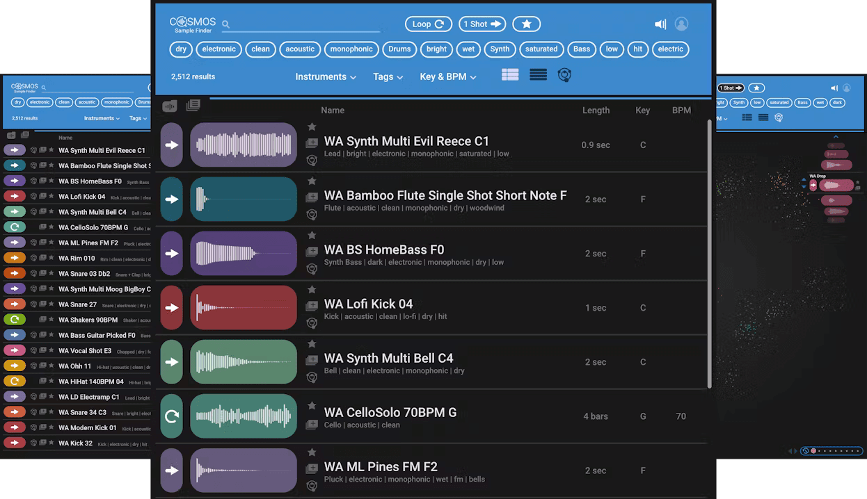 Waves - COSMOS Sample Finder Plugins & FX Software GUI Artwork