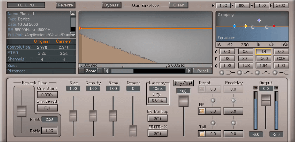 Waves - IR1 Convolution Reverb Plugins & FX Software GUI Artwork