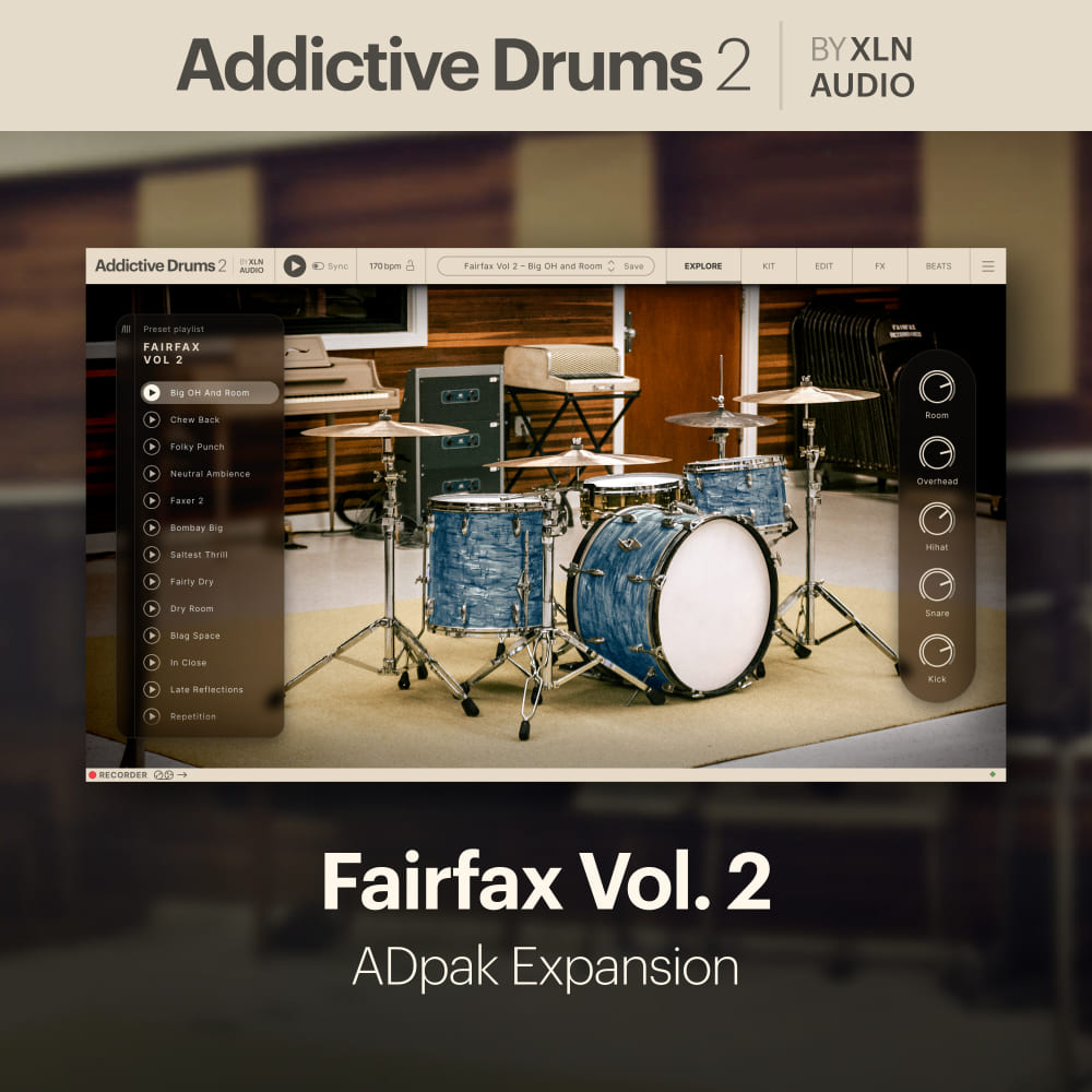 XLN Audio - Addictive Drums 2 - Fairfax Vol.2 ADpak Plugins & FX Software GUI Artwork