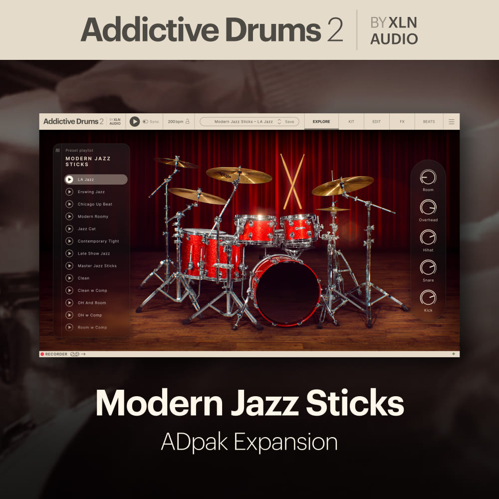 XLN Audio - Addictive Drums 2 - Modern Jazz Sticks ADpak Plugins & FX Software GUI Artwork