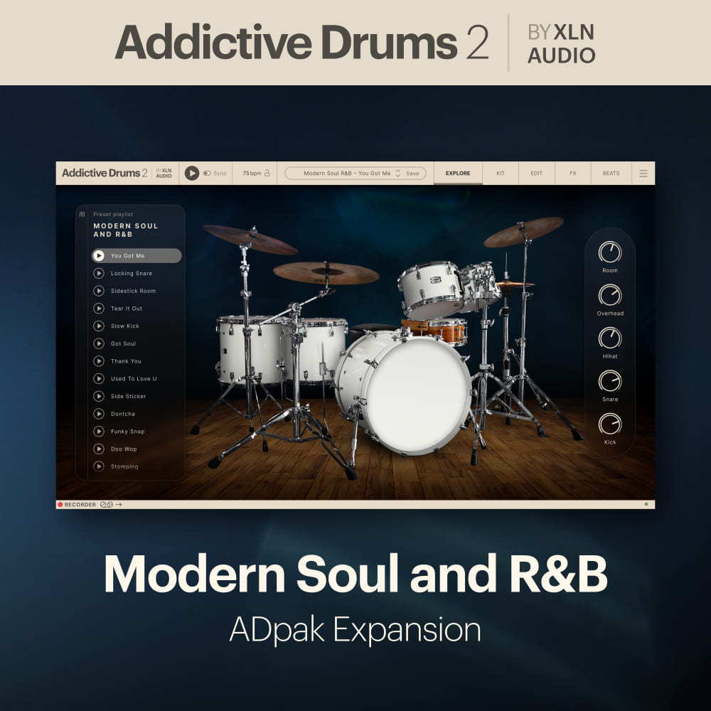 XLN Audio - Addictive Drums 2 - Modern Soul and R&B ADpak Plugins & FX Software GUI Artwork