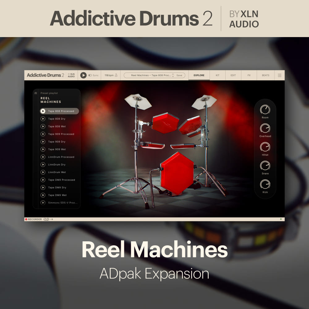 XLN Audio - Addictive Drums 2 - Reel Machines ADpak Plugins & FX Software GUI Artwork
