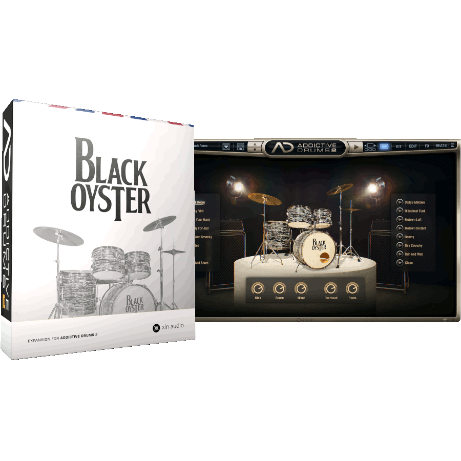 XLN Audio - Addictive Drums 2 - Black Oyster ADpak Plugins & FX Software GUI Artwork