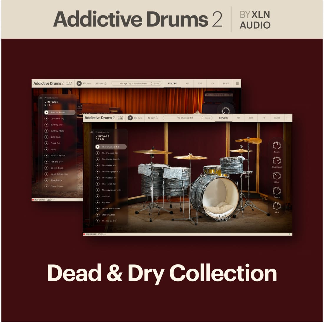 XLN Audio - Addictive Drums 2: Dead & Dry Collection Plugins & FX Software GUI Artwork