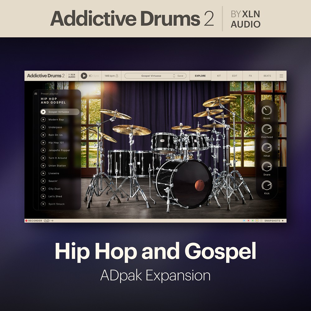 XLN Audio - Addictive Drums 2 - Hip Hop and Gospel ADpak Plugins & FX Software GUI Artwork
