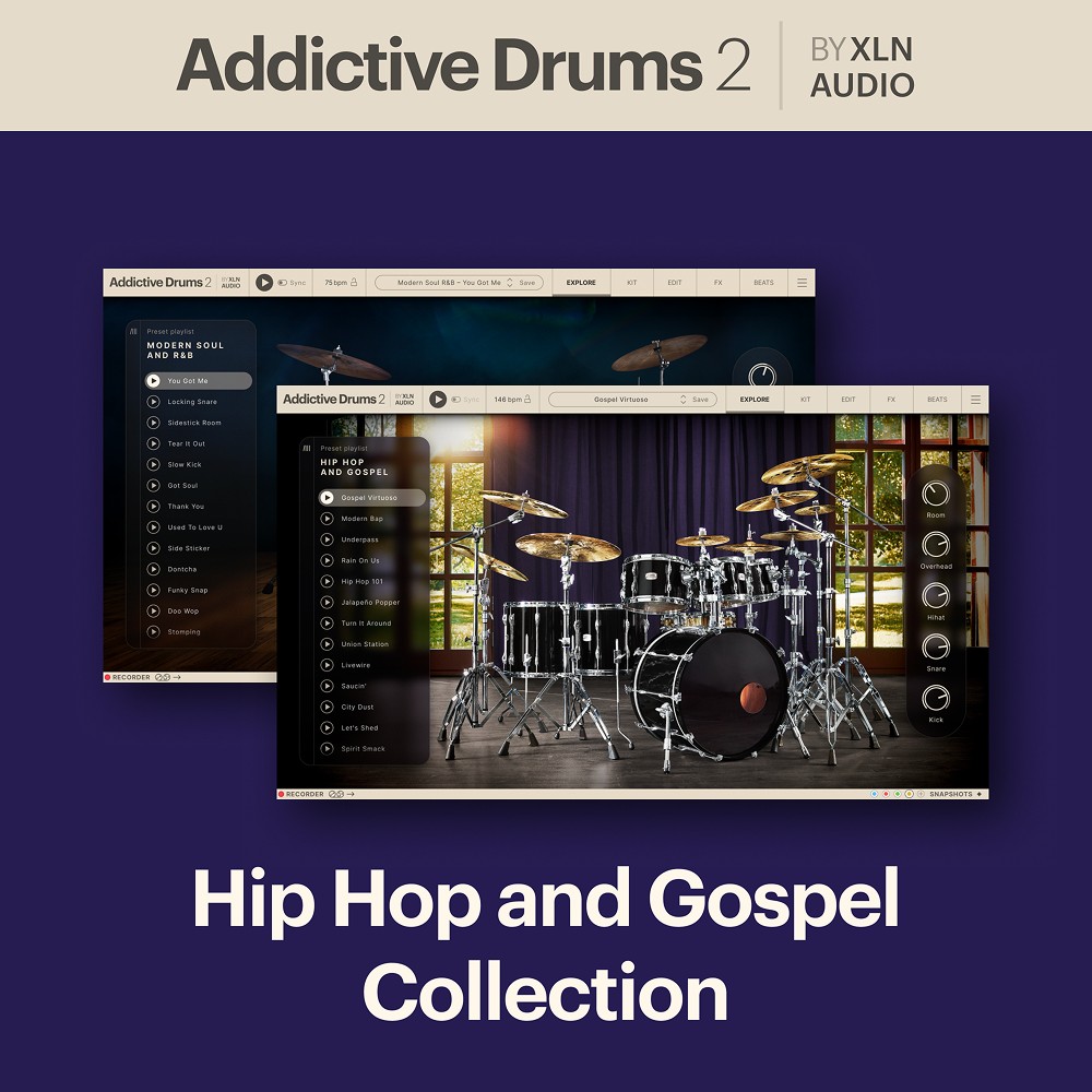 XLN Audio - Addictive Drums 2: Hip Hop and Gospel Collection  Plugins & FX Software GUI Artwork