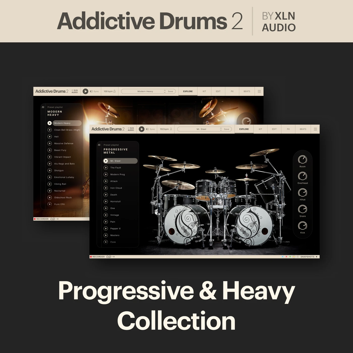 XLN Audio - Addictive Drums 2: Progressive and Heavy Collection  Plugins & FX Software GUI Artwork