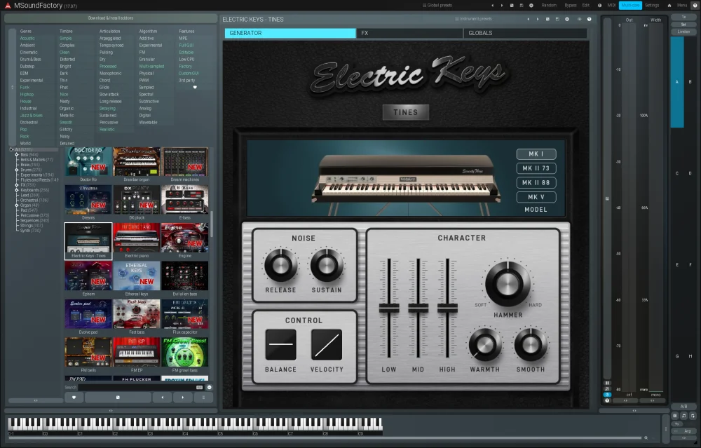 Melda Production - Electric Keys - Tines Plugins & FX Software GUI Artwork