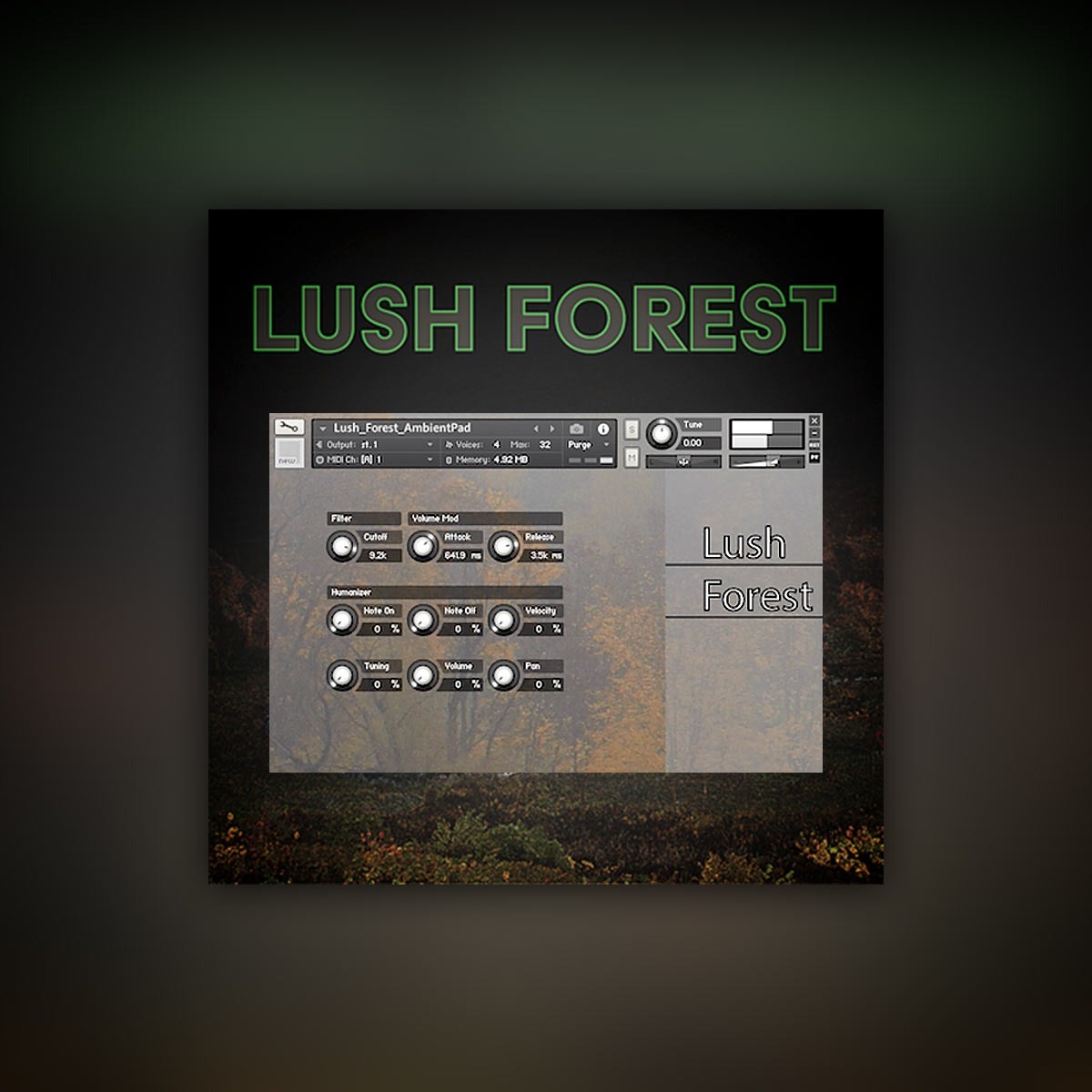 Genera Studios - Lush Forest Kontakt Instruments Software GUI Artwork