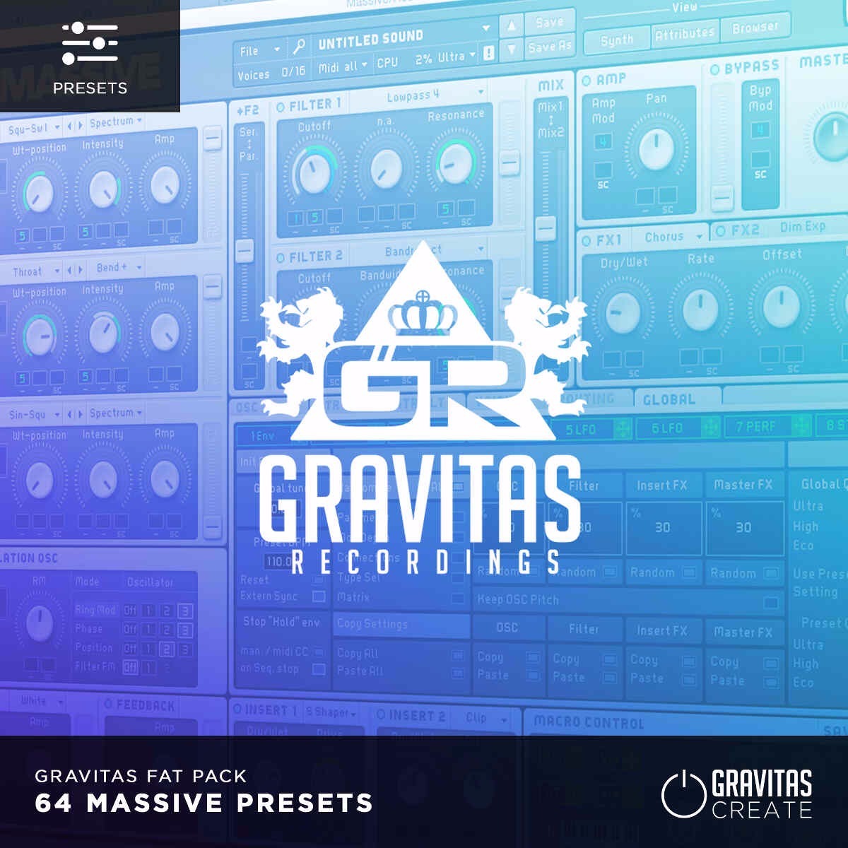 Gravitas Create - Fat Pack - 64 Massive Presets Presets Software GUI Artwork