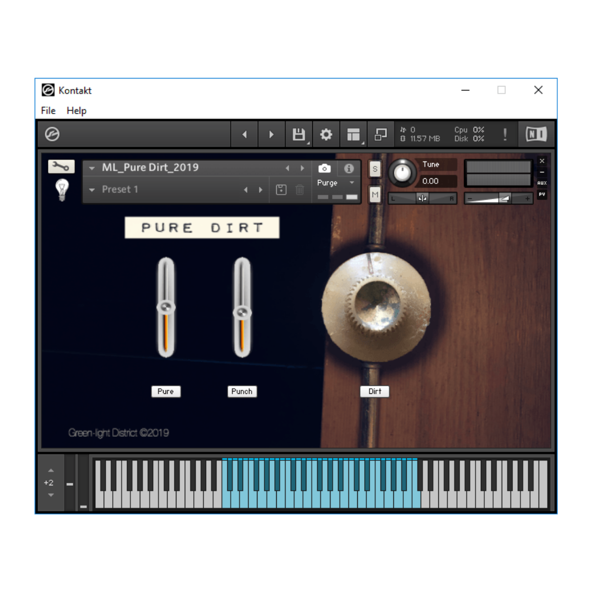 Green Light District - Pure Dirt Kontakt Instruments Software GUI Artwork